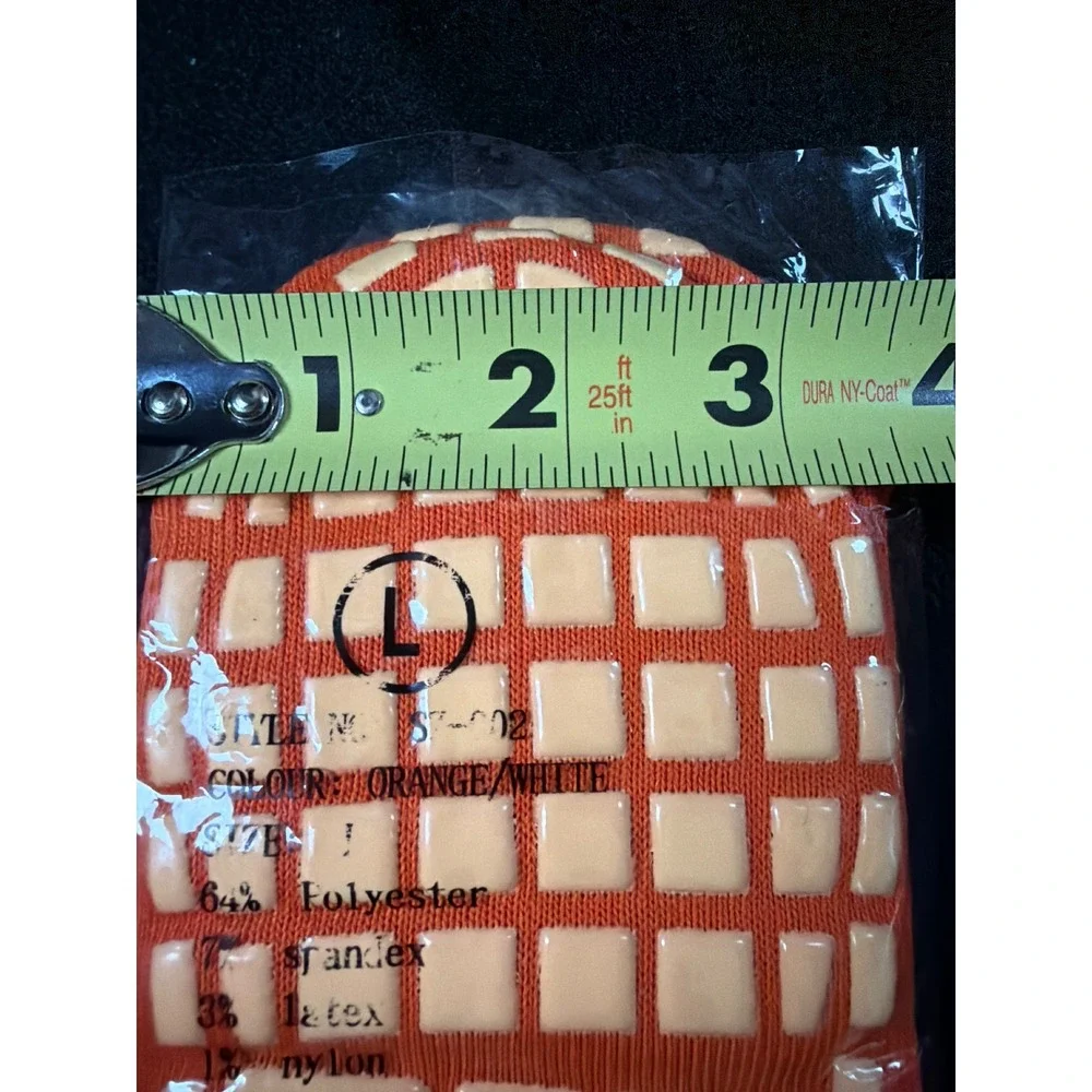 SkyZone Non-Skid Grip Hospital Socks‎ Unisex Large Orange Polyester Blend Cozy